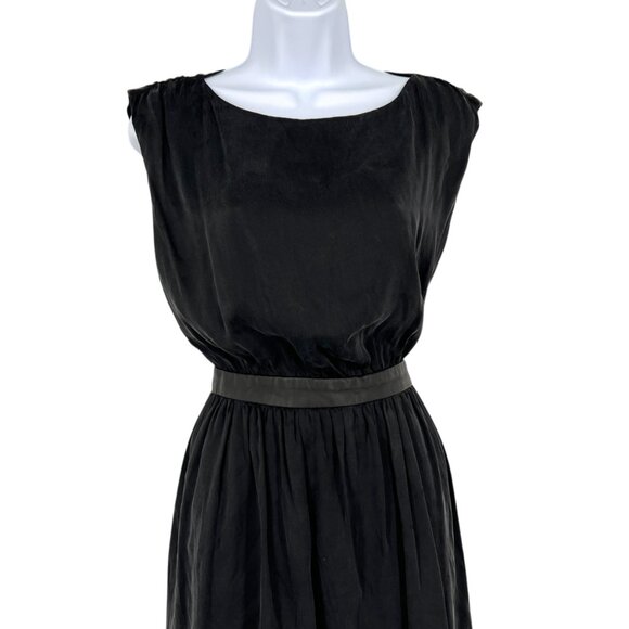 Alice + Olivia Sayah Silk Leather Cut-out A-Line Mini Dress Black Size Small - Picture 2 of 11